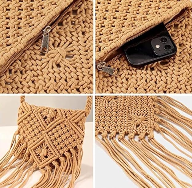 Beautiful Brown Crochet Slingbag For Women - Leechoo